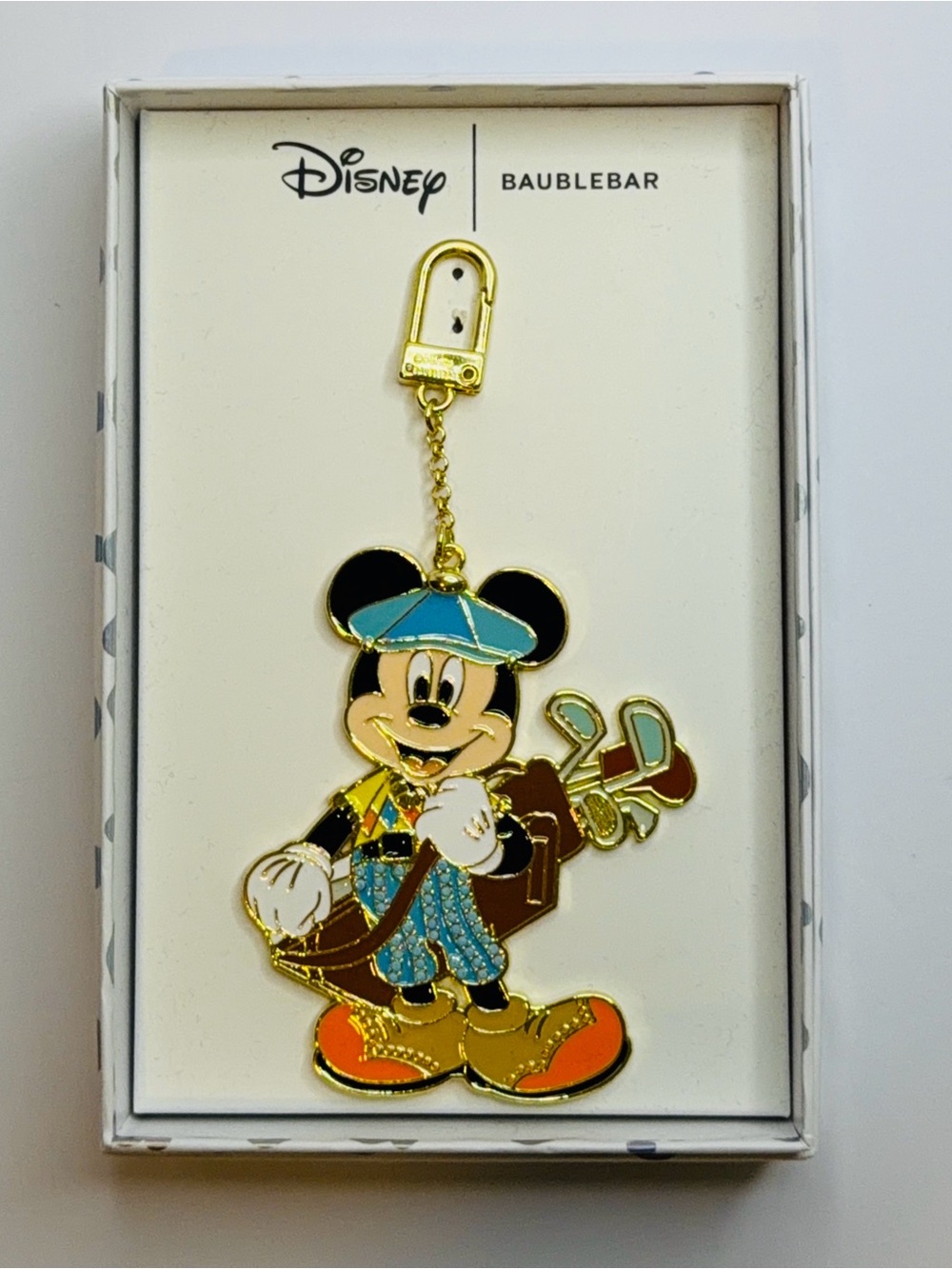 BaubleBar Mickey Mouse Golf Bag Keychain - Blue, Orange & Gold